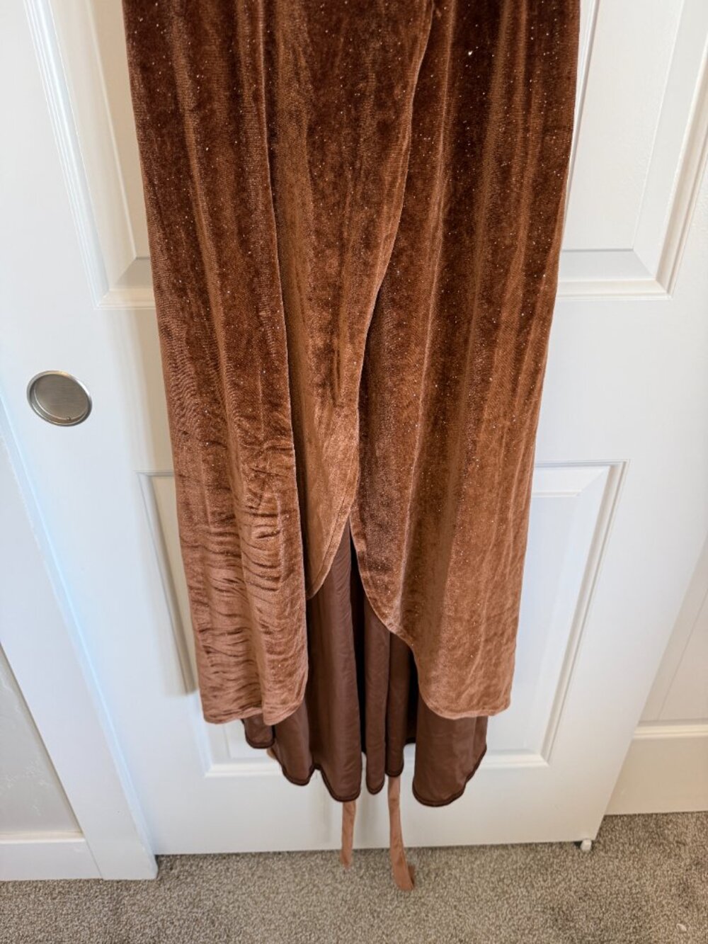 Baltic Børn bronze glitter velvet wrap dress with short flutter sleeves. Size L - Picture 2 of 8